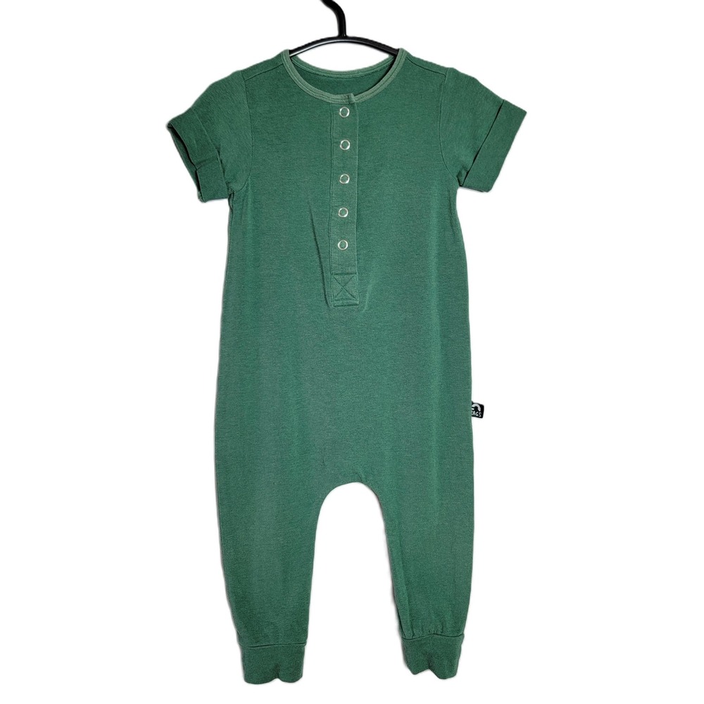 Rags Green Henley Short Sleeve Romper 6-12 Months Solid Green Soft Modal